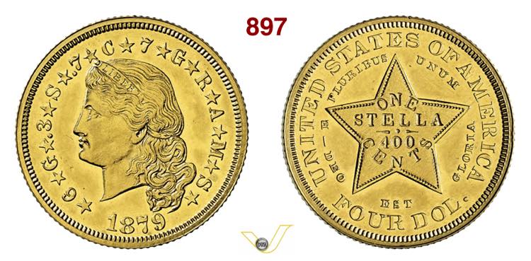 USA  4 Dollari stella 1879   ... 