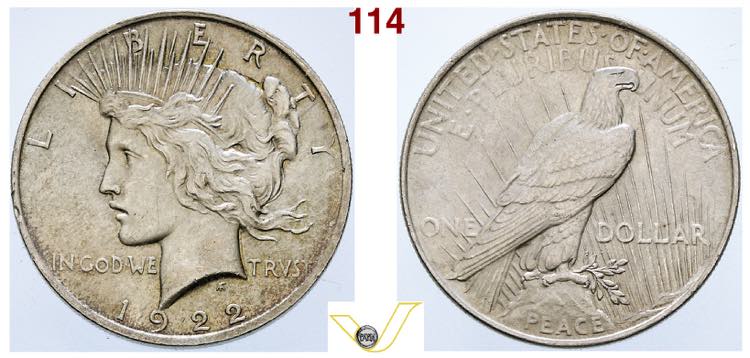 US dollaro 1922 Filadelfia, AG, ex ... 