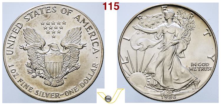 US dollaro oncia 1986, AG. Fdc ... 