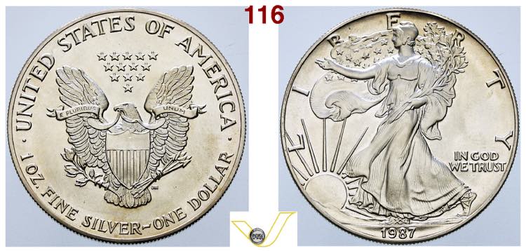 US dollaro oncia 1987, AG.  Fdc ... 