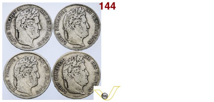 Francia 8 monete in argento da 5 ... 