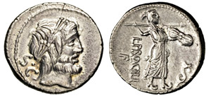 PROCILIA - L. Procilius  (80 a.C.)  Denario. ... 