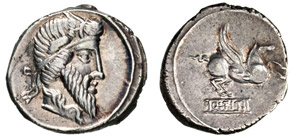 TITIA - Q. Titius  (90 a.C.)  Denario.   B. ... 