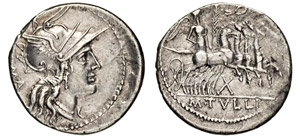 TULLIA - M. Tullius  (120 a.C.)  Denario.   ... 