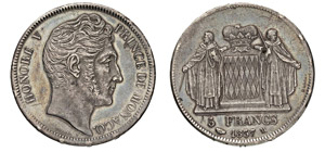 MONACO    ONORATO V  (1819-1841)  5 Franchi ... 