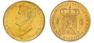 OLANDA    GUGLIELMO I  (1815-1840)  5 Gulden ... 