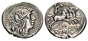 CASSIA - C. Cassius  (126 a.C.)  Denario.   ... 