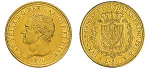 CARLO FELICE  (1821-1831)  80 Lire 1826 ... 