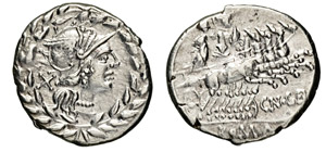 GELLIA - Cn. Gellius  (138 a.C.)  Denario.   ... 