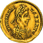 ONORIO  (393-423)  Solido, Mediolanum.  D/ ... 