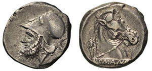 ROMANO CAMPANE (280-210 a.C.) Didramma.  B. ... 