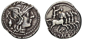 CASSIA - C. Cassius (126 a.C.) Denario.  B. ... 