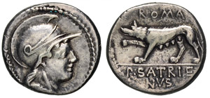 SATRIENA - P. Satrienus (77 a.C.) Denario.  ... 