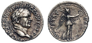 VESPASIANO (69-79) Denario, Efeso. D/ Testa ... 