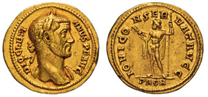 DIOCLEZIANO (284-305) Aureo, Roma. D/ Busto ... 