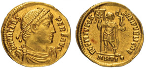 VALENTE (364-378) Solido, Antiochia. D/ ... 