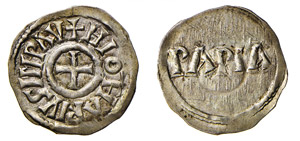 PAVIA - LOTARIO I (840-855) Denaro (1,50 g; ... 