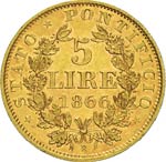 PIO IX  (1846-1878)  5 Lire 1866 ... 