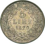 PIO IX  (1846-1878)  5 Lire 1870 ... 