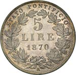 PIO IX  (1846-1878)  5 Lire 1870 ... 