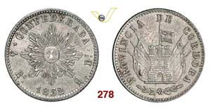 ARGENTINA  CORDOBA -   4 Reales 1852.   Kr. ... 