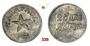 CHILE  TARAPACA -   Peso 1891.   Kr. 1   Ag  ... 