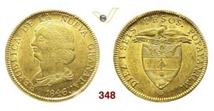 COLOMBIA - 16 Pesos 1846, Popayan, sigle UM. ... 