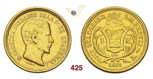 GUATEMALA - REPUBBLICA - 5 Pesos 1869 R.   ... 