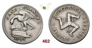 ISLE OF MAN - 1/2 Penny 1733.   Kr. 4b.2   ... 