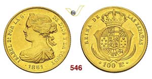 SPAIN - ISABELLA II  (1833-1868)  100 Reales ... 