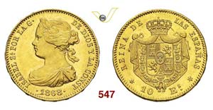 SPAIN - ISABELLA II  (1833-1868)  10 Escudos ... 