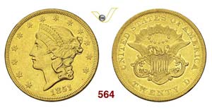 UNITED STATES OF AMERICA - 20 Dollars 1851 ... 