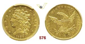 UNITED STATES OF AMERICA - 5 Dollars 1838 ... 