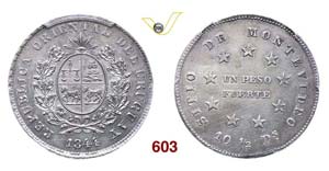 URUGUAY - REPUBBLICA  (1825-...)  Peso 1844. ... 