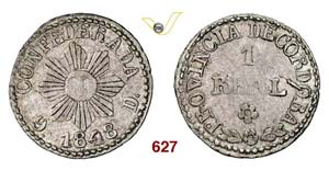 ARGENTINA  CORDOBA -   1 Real 1848.   Kr. ... 