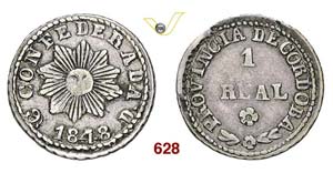 ARGENTINA  CORDOBA -   1 Real 1848.   Kr. ... 