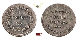 BOLIVIA - REPUBBLICA  (1825-...)  Centecimo ... 