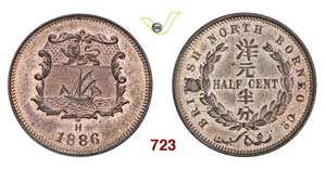 BRITISH NORTH BORNEO - 1/2 Cent 1886 H.   ... 