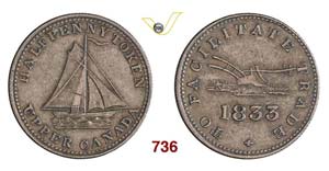 CANADA (UPPER) - 1/2 Penny Token 1833.   Cu  ... 