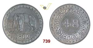 CEYLON - 1/48 Rixdollar 1802.   Kr. 75   Cu  ... 