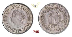 CEYLON - VICTORIA  (1837-1901)  10 Cents ... 