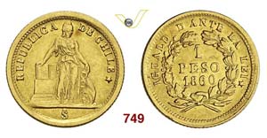 CHILE - Peso 1860 So, Santiago.   Kr. 133   ... 