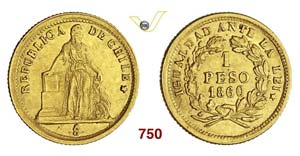 CHILE - Peso 1860 So, Santiago.   Kr. 133   ... 
