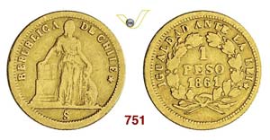 CHILE - Peso 1861 So, Santiago.   Kr. 133   ... 