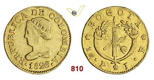 COLOMBIA - Peso 1826 Bogotà, sigle PJ.   ... 