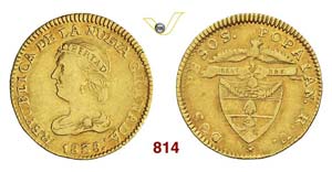 COLOMBIA - 2 Pesos 1838 Popayan, sigle RU.   ... 