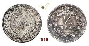 COLOMBIA - 1/2 Real 1847 RS.   Kr. 96.1   Ag ... 