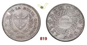 COLOMBIA - 2 Reales 1849.   Kr. 105   Ag   g ... 