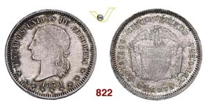 COLOMBIA - 5 Decimos 1870.   Kr. 153.1   Ag  ... 
