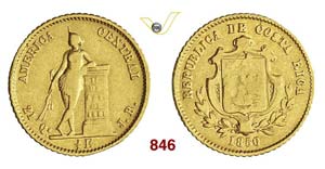 COSTA RICA - 1/2 Escudo 1850, sigle JB.   ... 